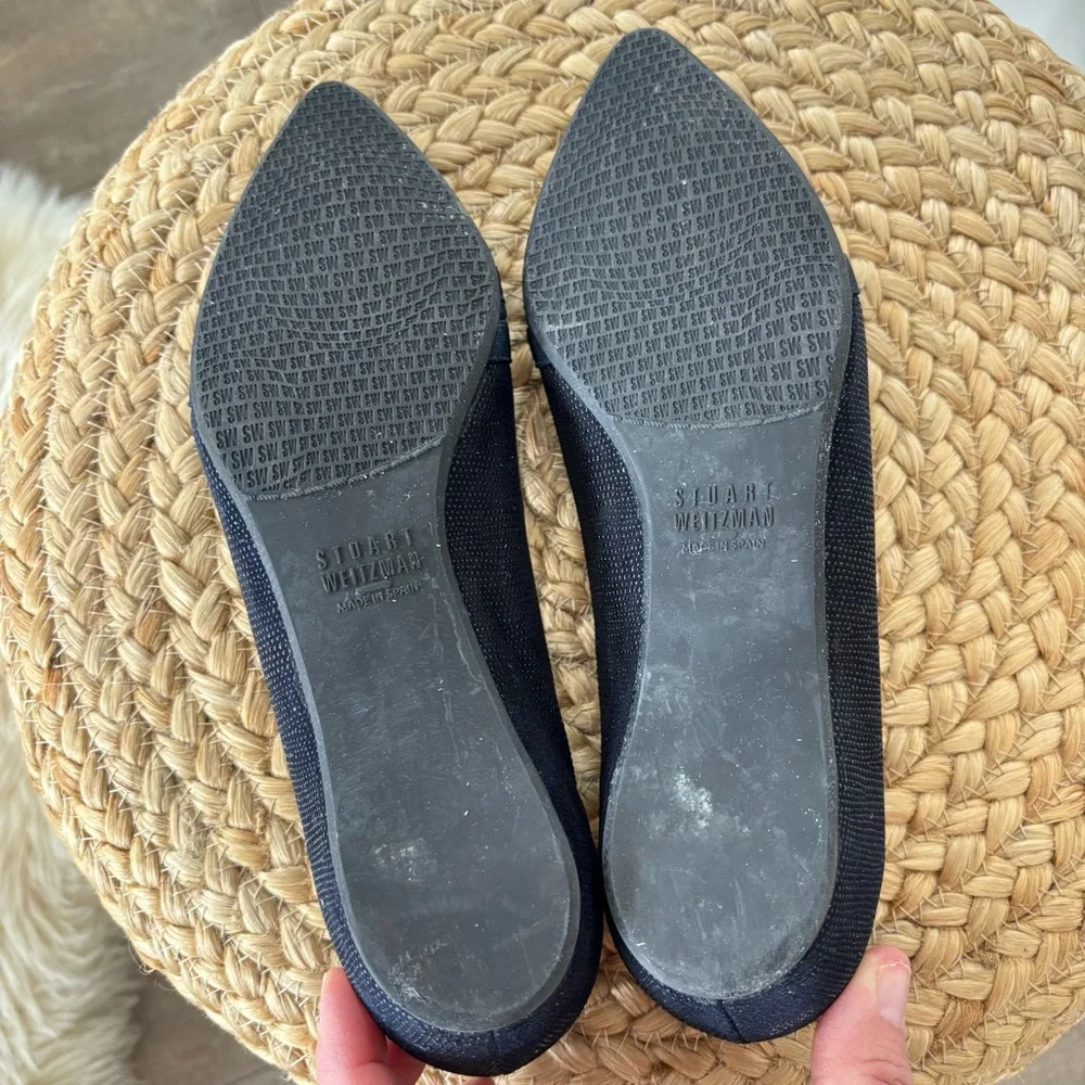 Stuart Weitzman Navy Black Pointed Toe Flats Size 6